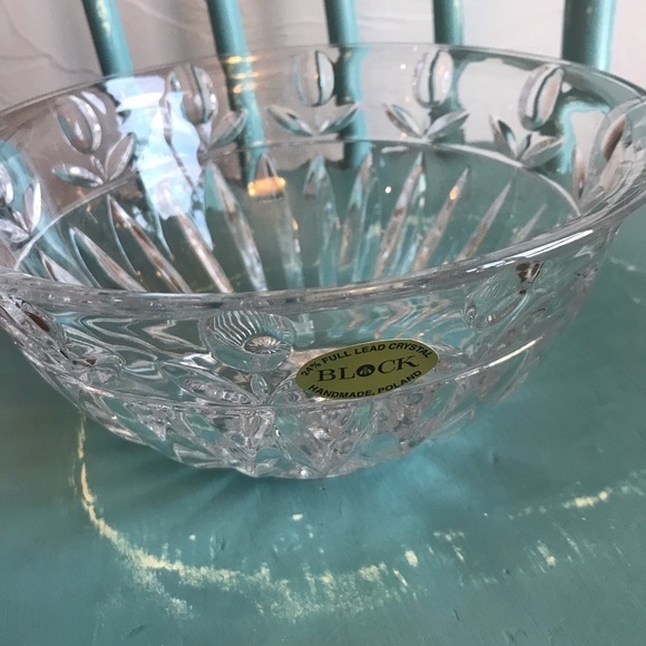 Block Clear Crystal Tulip Pattern hostess serving fruit salad bowl dessert dish - Picture 5 of 9